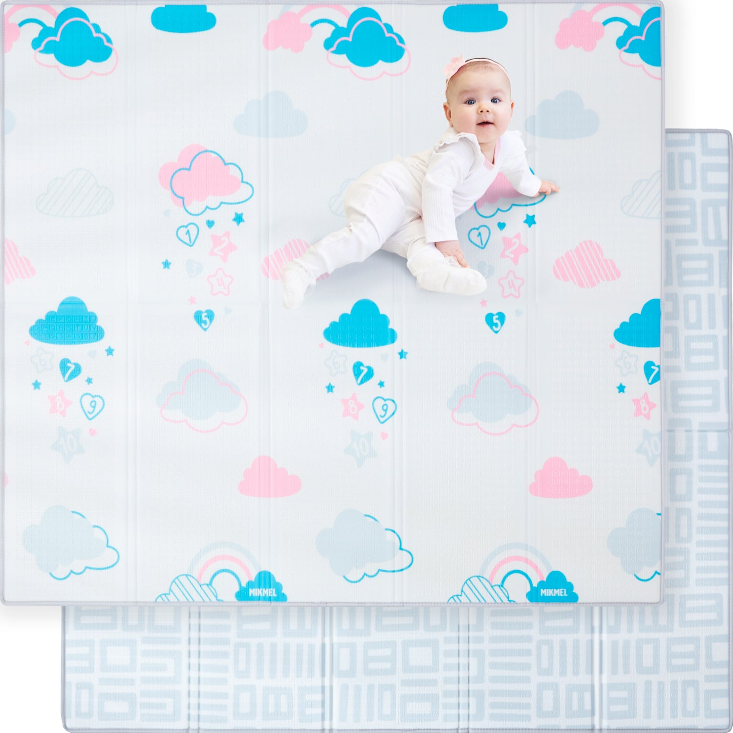 Reversible Baby Play Mat Clouds - Geometry, 197x177