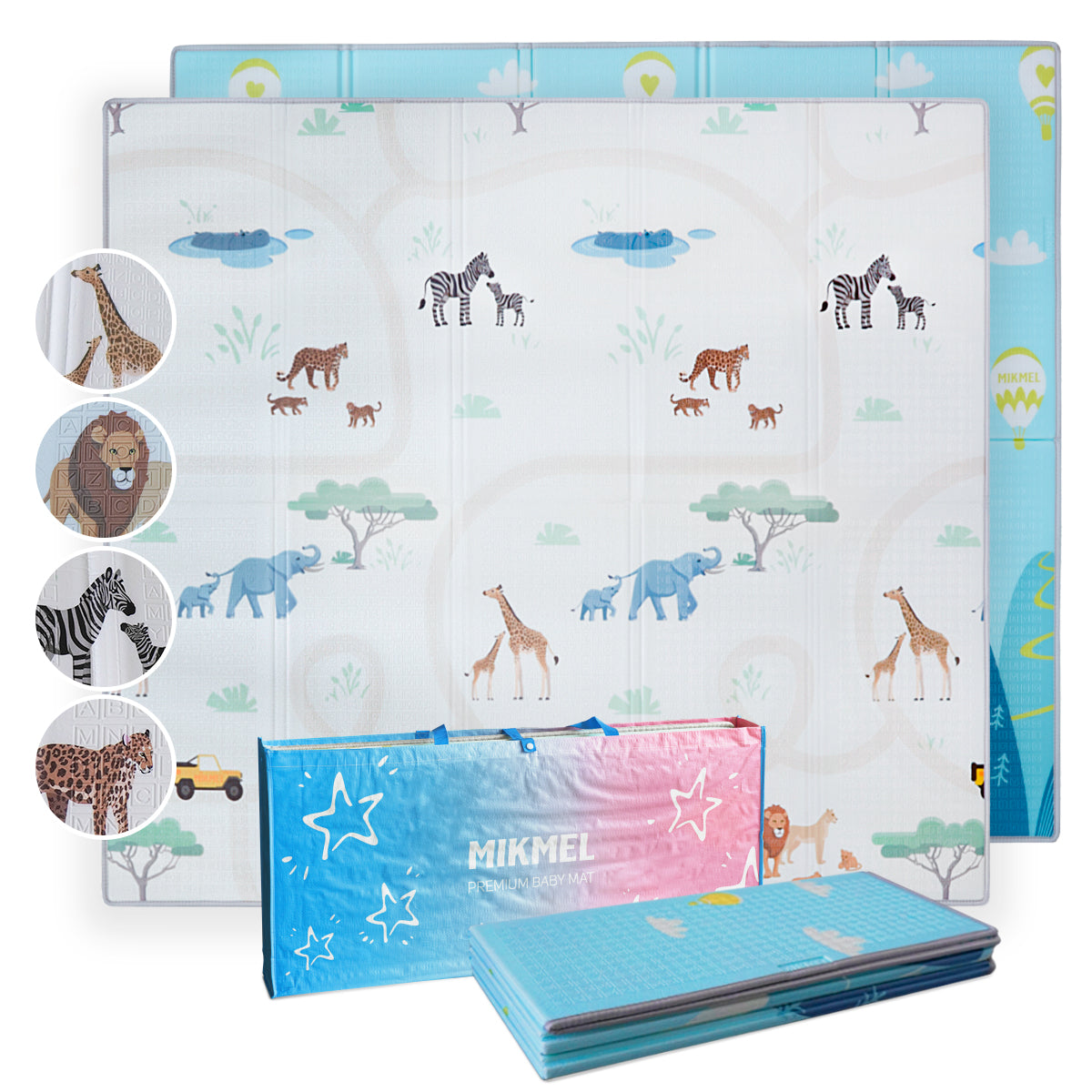 Reversible Baby Play Mat Safari - Mountains, 197x177