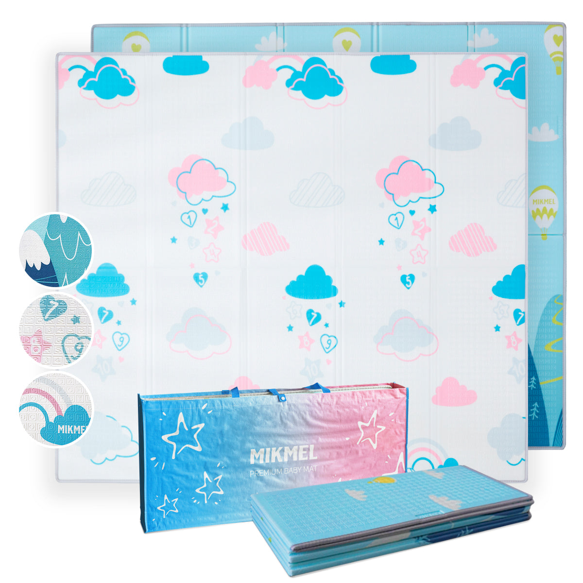 Reversible Baby Play Mat Clouds - Mountains, 197x177