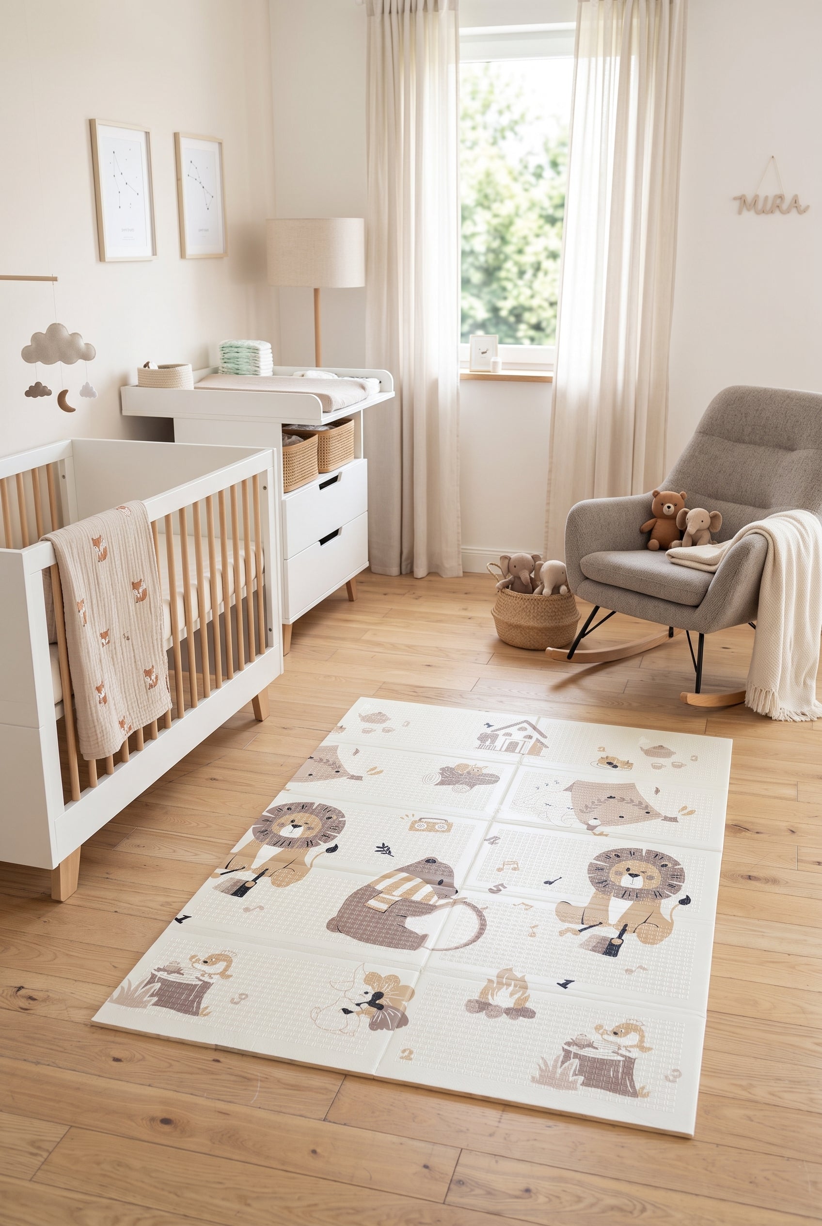 Reversible Baby Play Mat Forest Symphony, 180x150