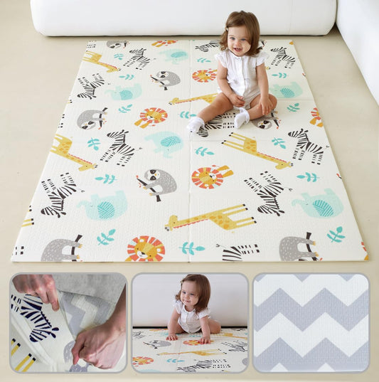 Reversible Baby Play Mat Animals- Zigzagi, 180x120 cm