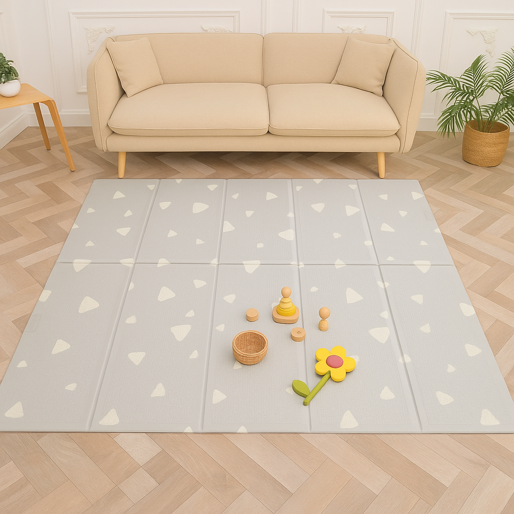 Reversible Baby Play mat Monstera - Triangles, 180x150