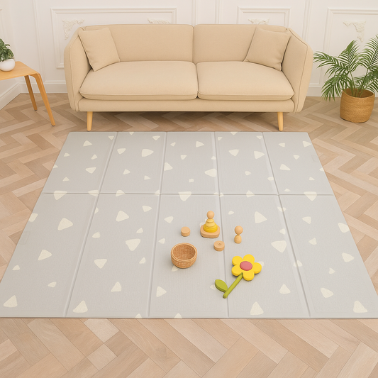 Reversible Baby Play mat Monstera - Triangles, 180x150