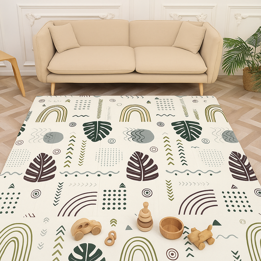 Reversible Baby Play mat Monstera - Triangles, 180x150