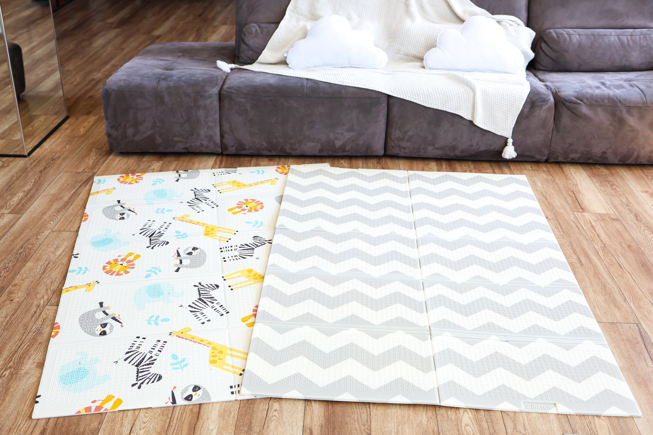 Reversible Baby Play Mat Animals- Zigzagi, 180x120 cm