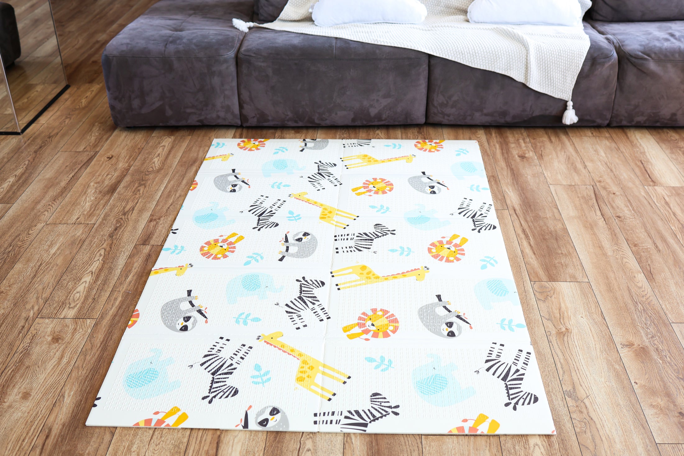 Reversible Baby Play Mat Animals- Zigzagi, 180x120 cm