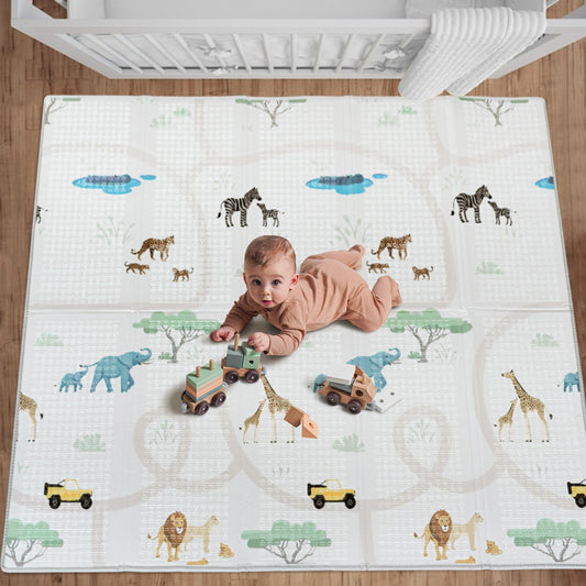 Reversible Baby Play Mat Safari - Mountains, 197x177