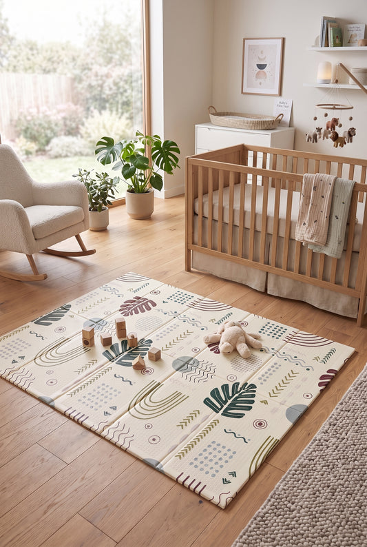 Reversible Baby Play mat Monstera - Triangles, 180x150