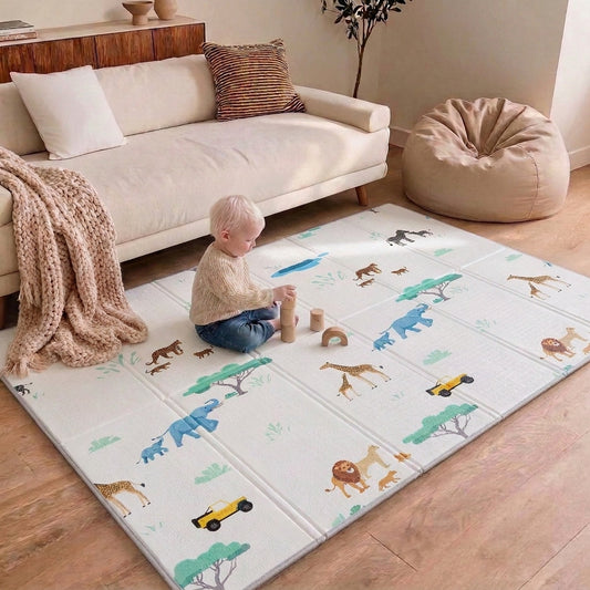 Reversible Baby Play Mat Safari - Mountains, 197x177